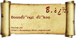 Bossányi Ákos névjegykártya